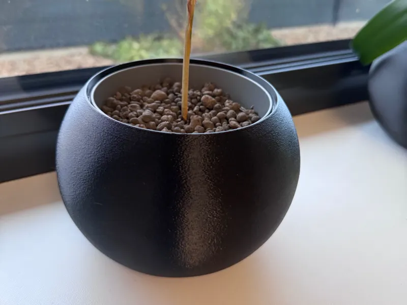 Flower pot with fuzzy skin
