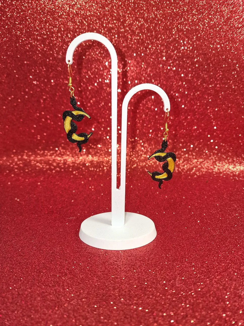 Serpent on the moon earrings view 3