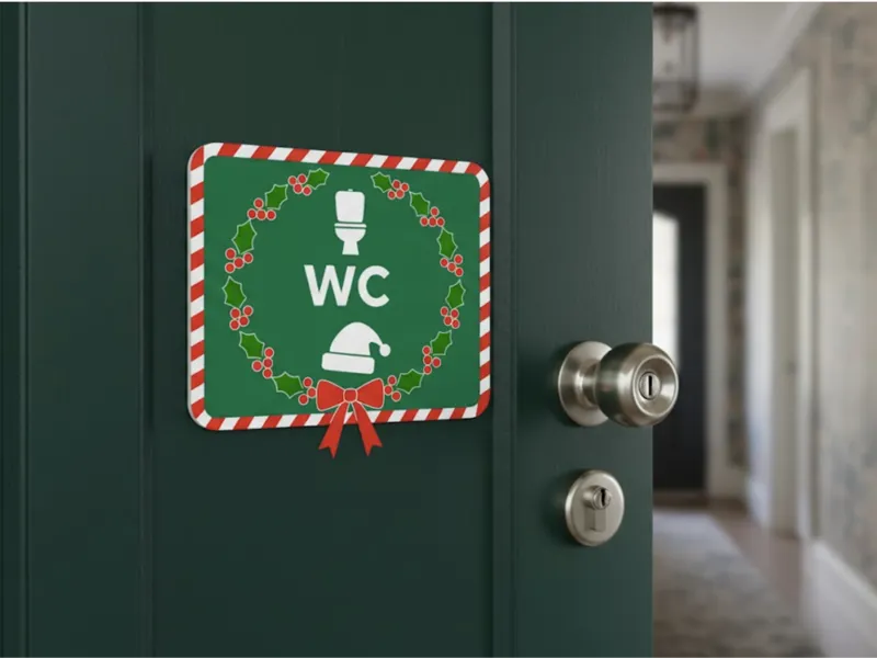 WC-Schild – selbst der Weihnachtsmann muss mal!