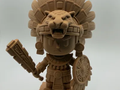 Aztec warrior sculpture