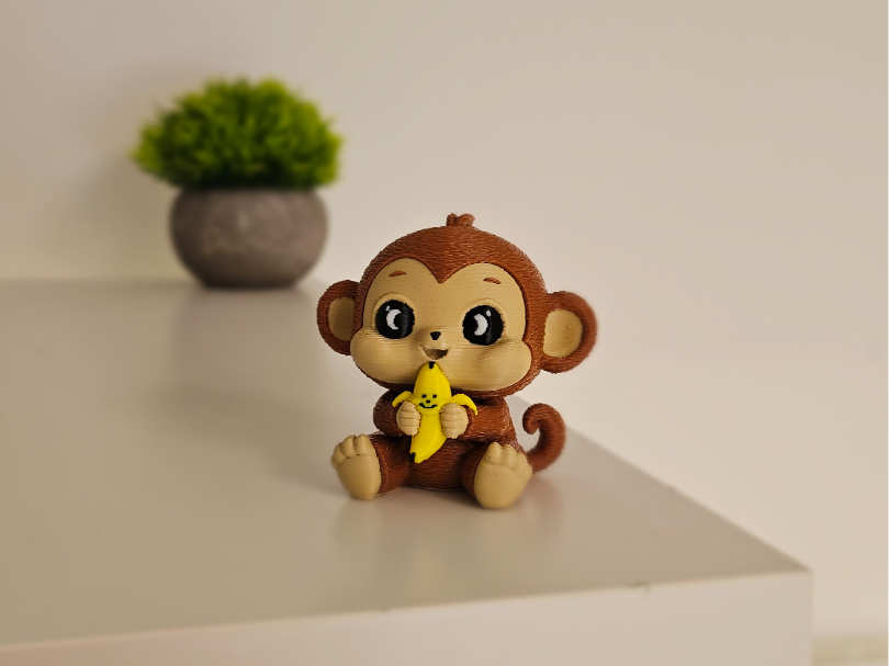 Cute Monkey with Smile Banana - Multicolor 