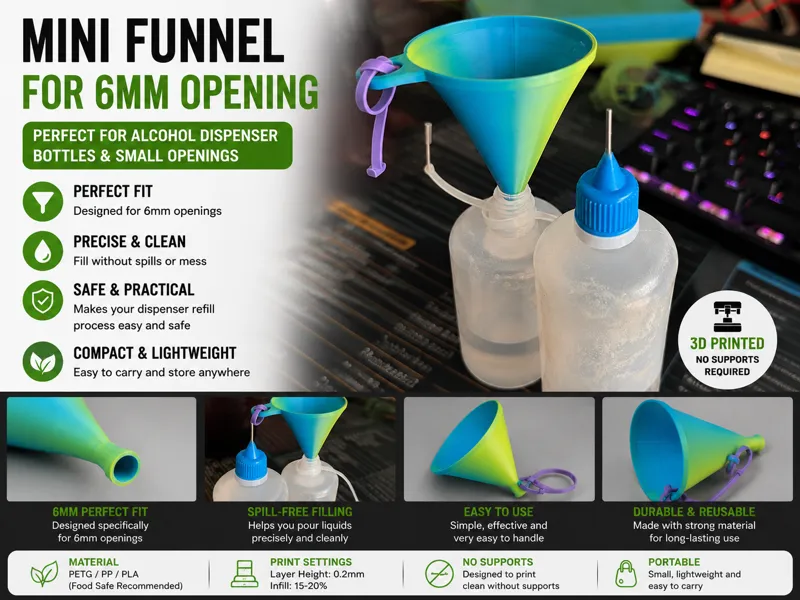Mini Funnel designed for 6mm Bottle Openings