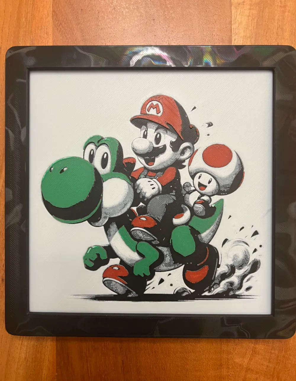 Mario and Toad Riding Yoshi