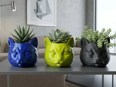 3D Printed Cat Face Planter