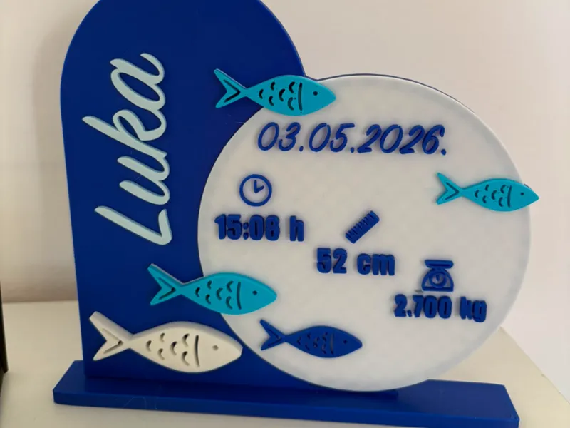 Personalized 3D Printed Baby Birth Plaque