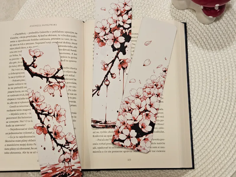 Spring Rain on cherry bookmarks