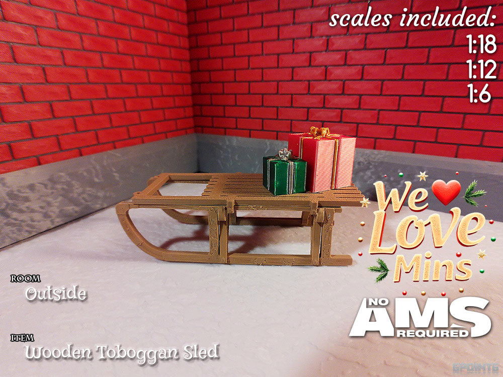 WLM - Wooden Toboggan Sled Sledge