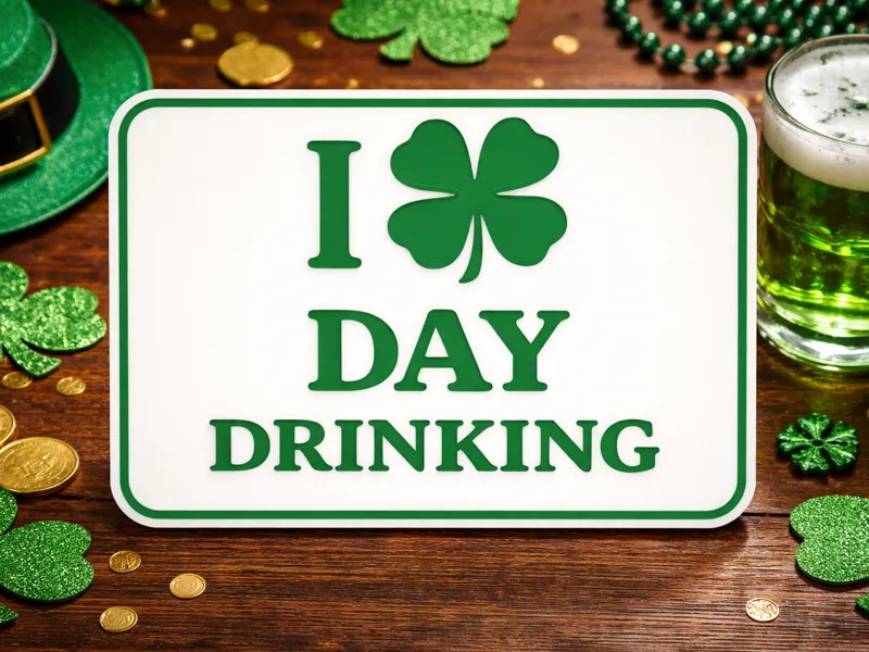Day Drinking Shamrock Funny St. Patrick’s Day Sign