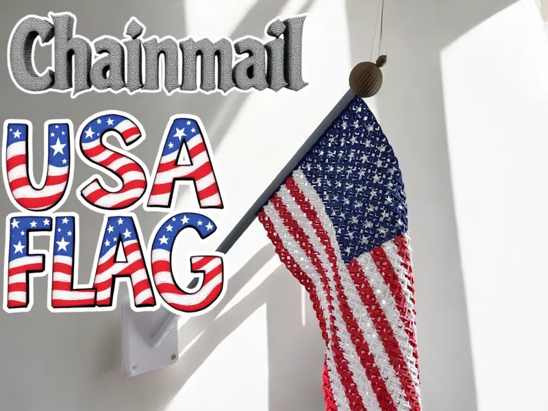 3D Printed American (USA) Flag w/flag pole