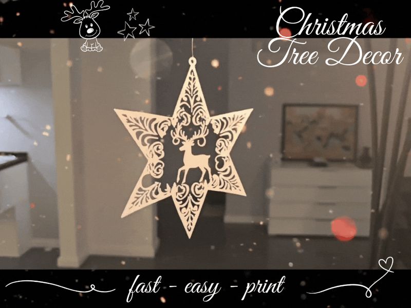 Christmas Tree Decor " Reindeer Star "
