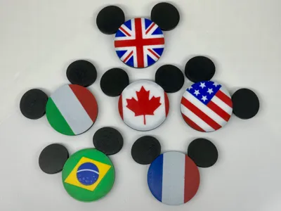 Mickey Head Magnets - Country Flags