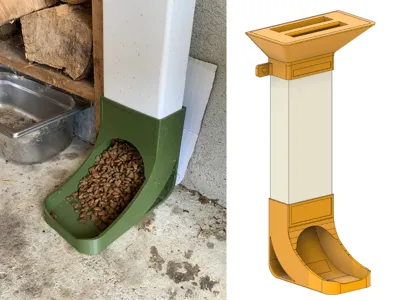 Gravity Pet Feeder -- Rectangular PVC Pipe