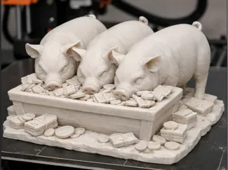 Pigs in trough