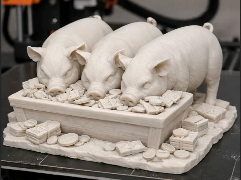 Pigs in trough