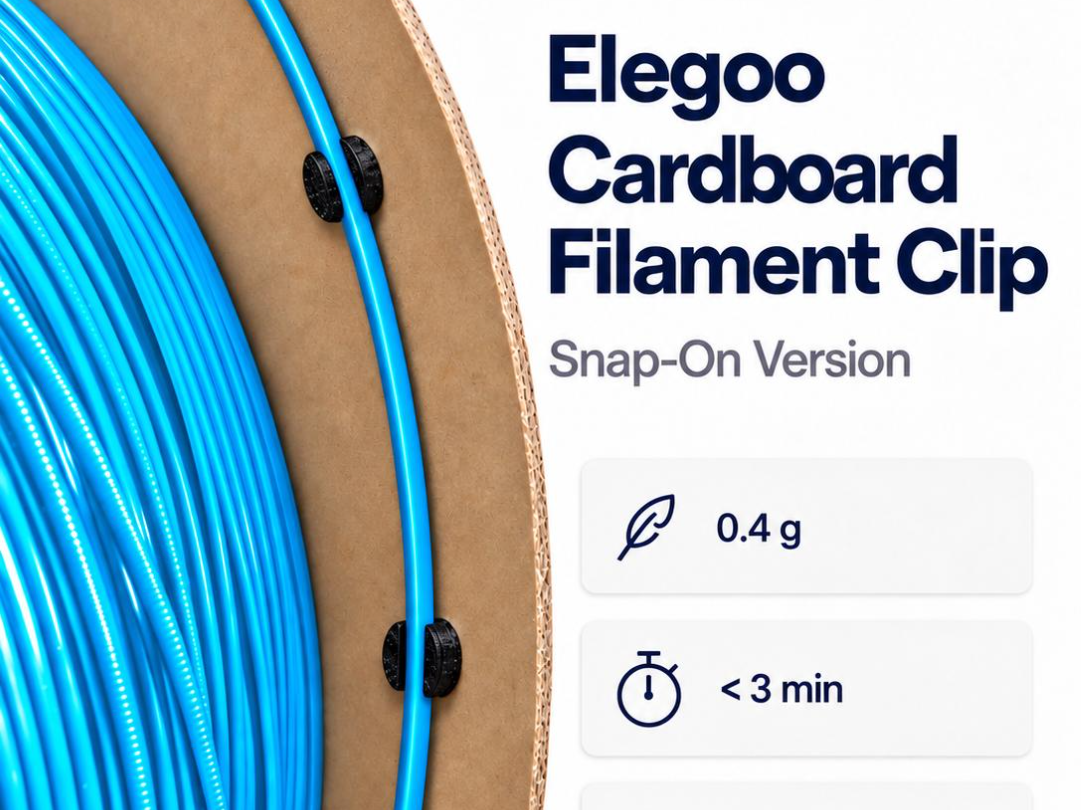 Elegoo Cardboard Spool Filament Clip - SNAP On 3D model