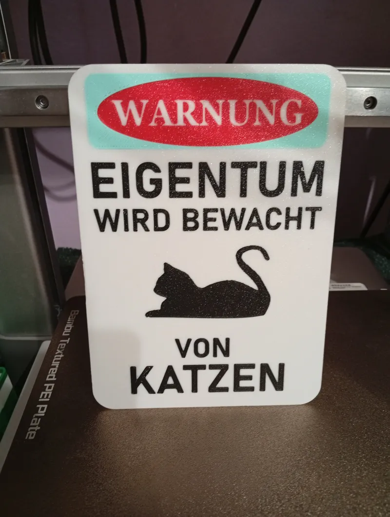 Schild - Grundstück wird von Katze bewacht  - DE