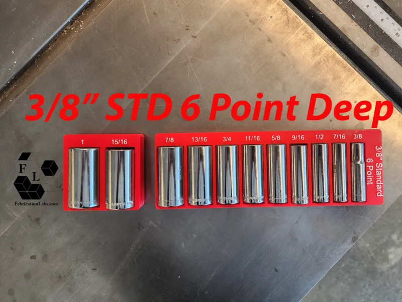 3/8" Standard 6 point deep socket, gridfinity