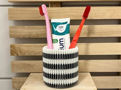Striped Toothbrush Holder, Dual Color - 1.8h print