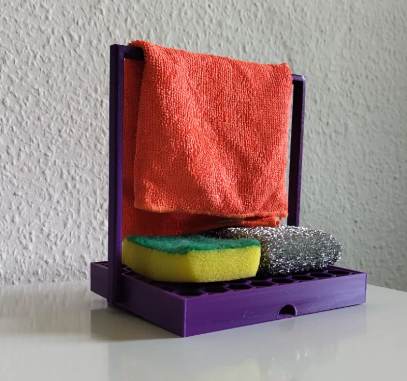 Adjustable sponge dry tray with cloth holder