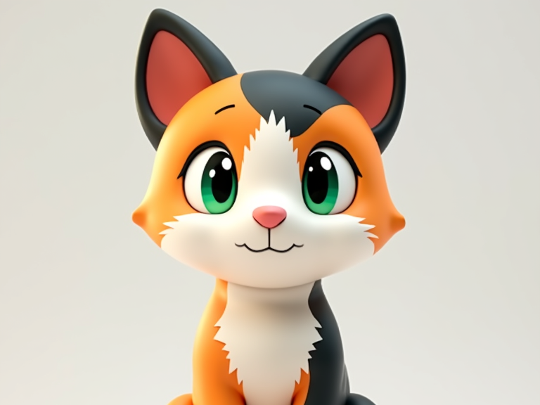 Cute Calico Kitten – Easy-to-Paint Cat Figure