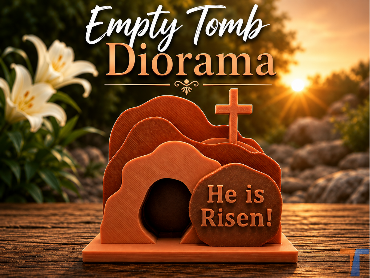 "He is Risen!" Easter empty tomb with cross