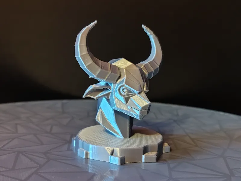 Bull Head Bust Low-Poly