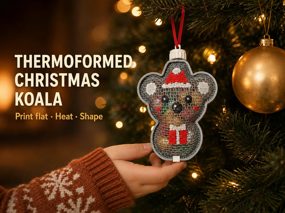 Thermoformed Christmas Koala - Free 3D Print Model - MakerWorld
