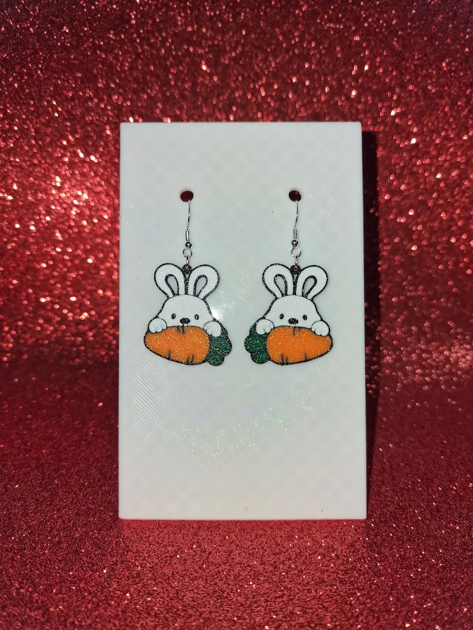 Carrot bunny earrings view 2
