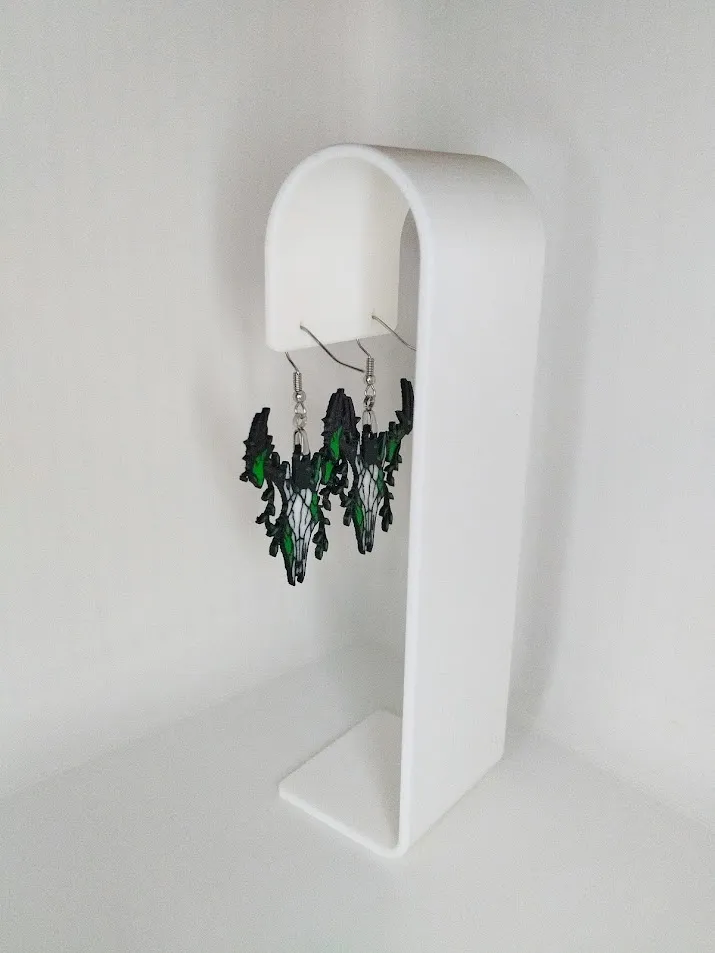 Deer Skull Forest Earrings – 3D Printed view 3