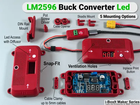 Caja o estuche: LM2596 Buck Converter Display Case | Snap-Fit — referencia de MakerWorld