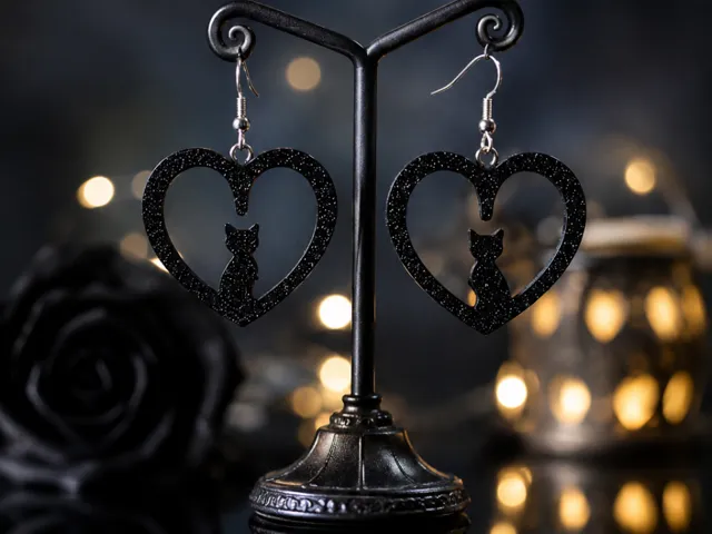 Cat in the heart earrings