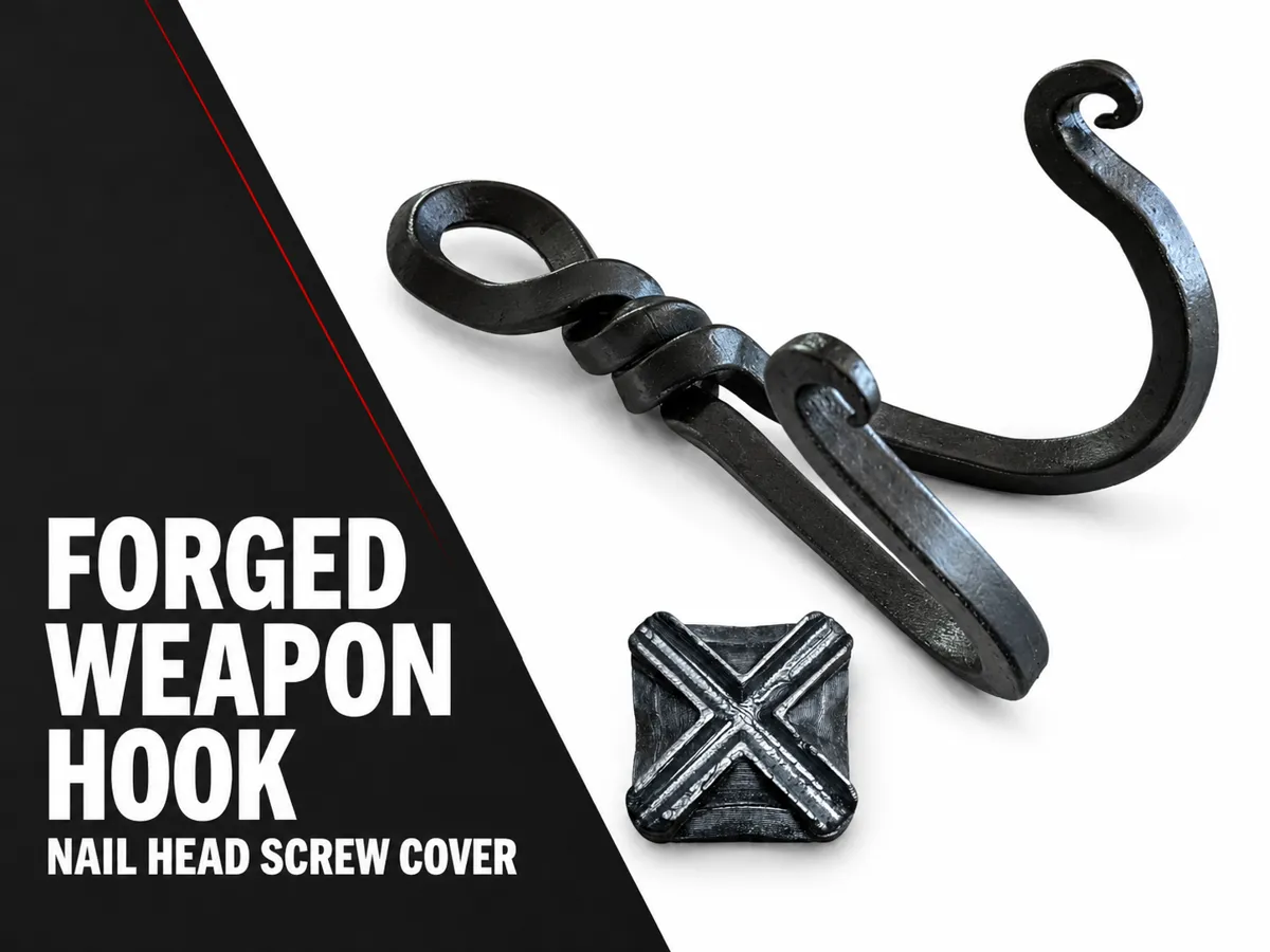 Forged-Style Weapon Wall Hook & Screw Cover - Free 3D Print Model ...