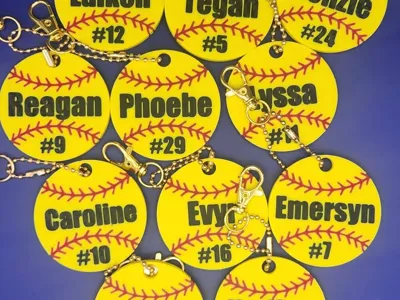 Softball Keychain w name and number v2