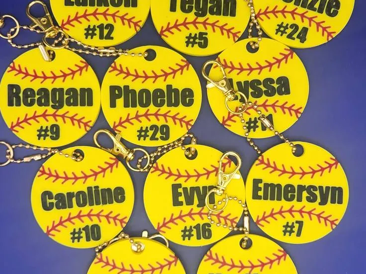 Softball Keychain w name and number v2