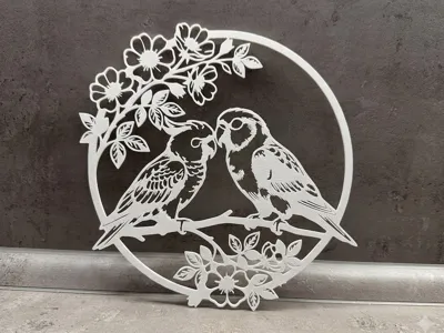 Birds With Flowers Wall Art