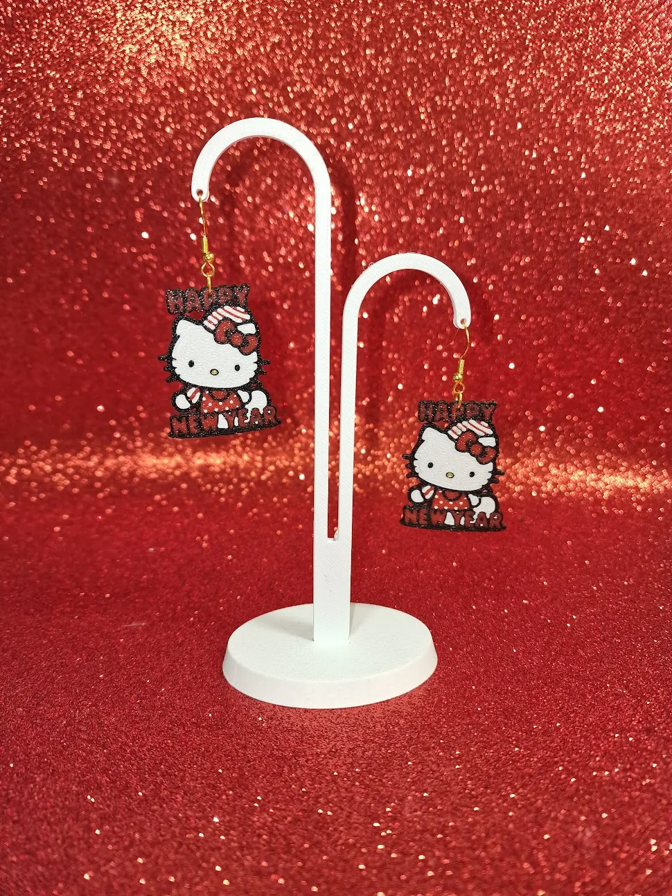 Hello kitty happy new year earrings view 3