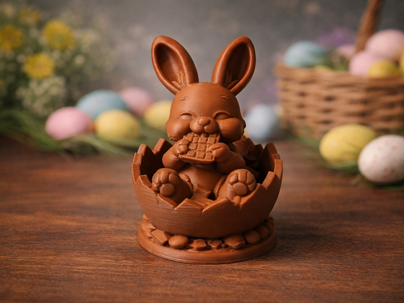 Chocolate Easter Bunny in Cracked Egg