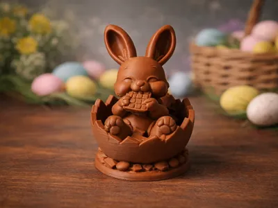 Chocolate Easter Bunny in Cracked Egg