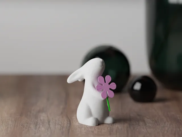 Modern minimalistic easter bunny with flower hands