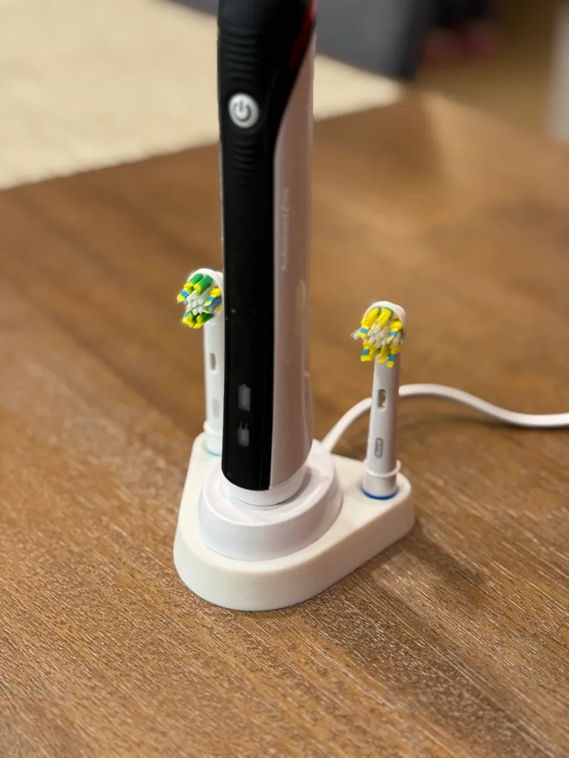 Toothbrush Holder for Two Brush Heads and Oral-B Charger, with clips