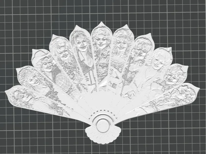 Modelo para impresión 3D: Dolly-Parton多莉帕顿个人合集扇子 浮雕 折扇 音乐歌手. Referencia del modelo original.