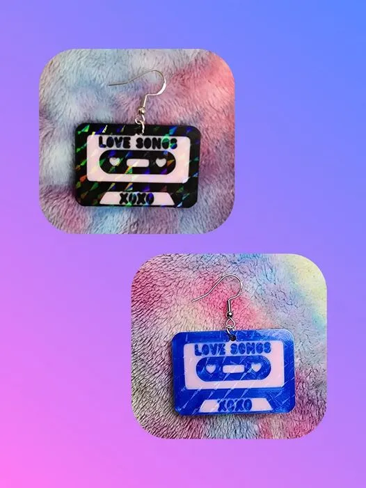 Love Songs Cassette Tape Earrings view 2