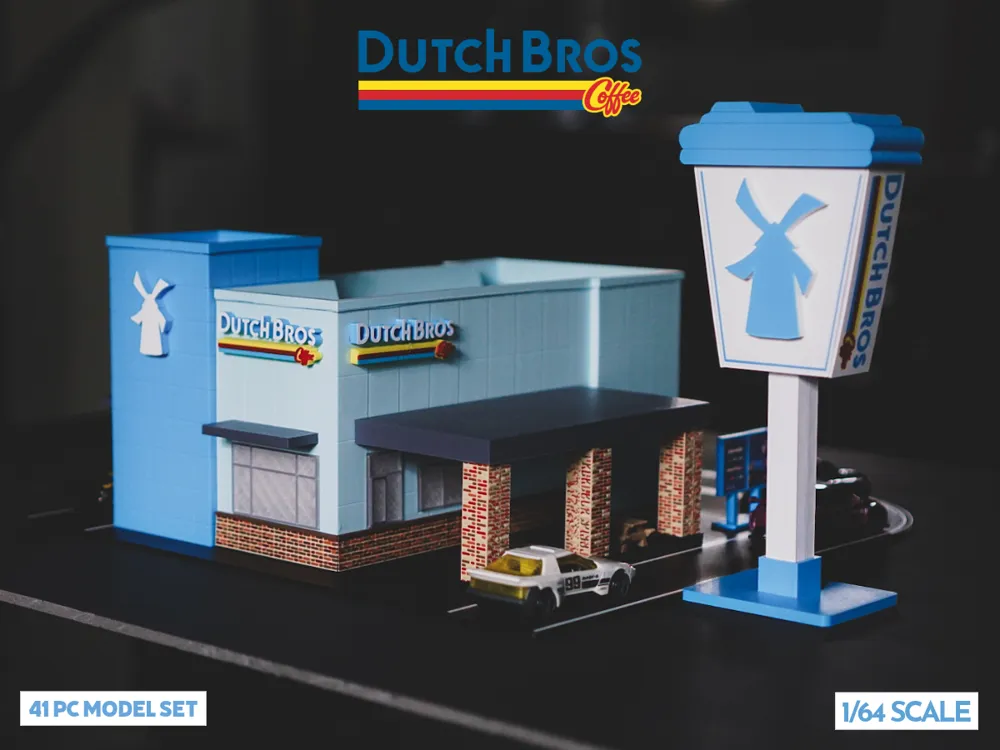 Dutch Bros Coffee Model Set - 1:64 Scale Diorama - Free 3D Print