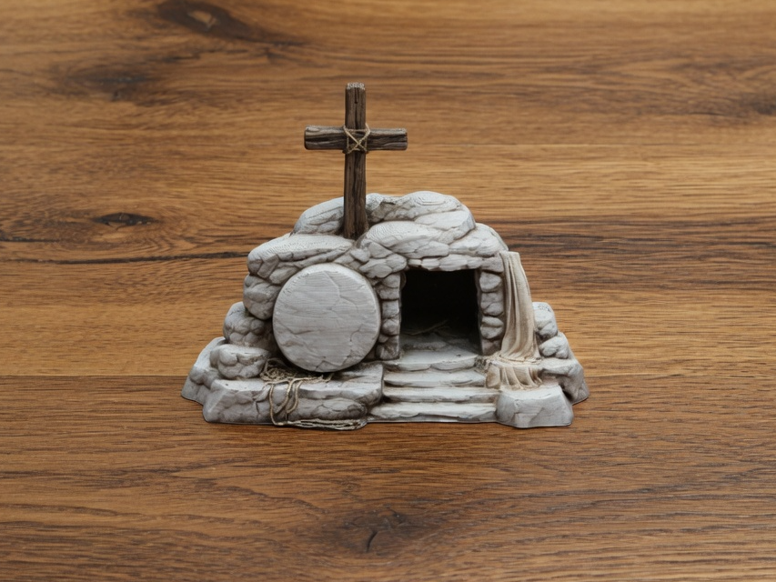 Jesus Christ Empty Tomb with Cross Sculpture