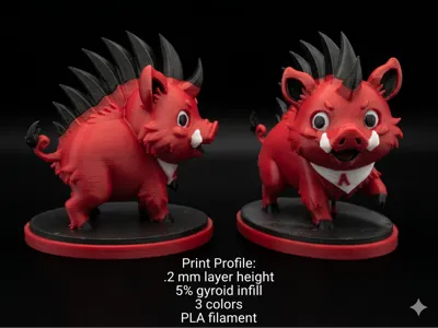 Chibi Arkansas Razorback Figure – 3 Color Mascot