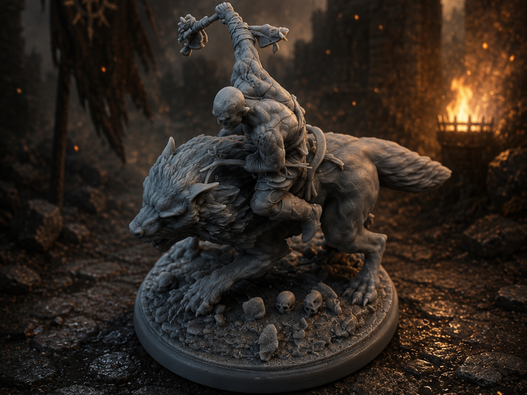 Orc Wolf Rider with Mace