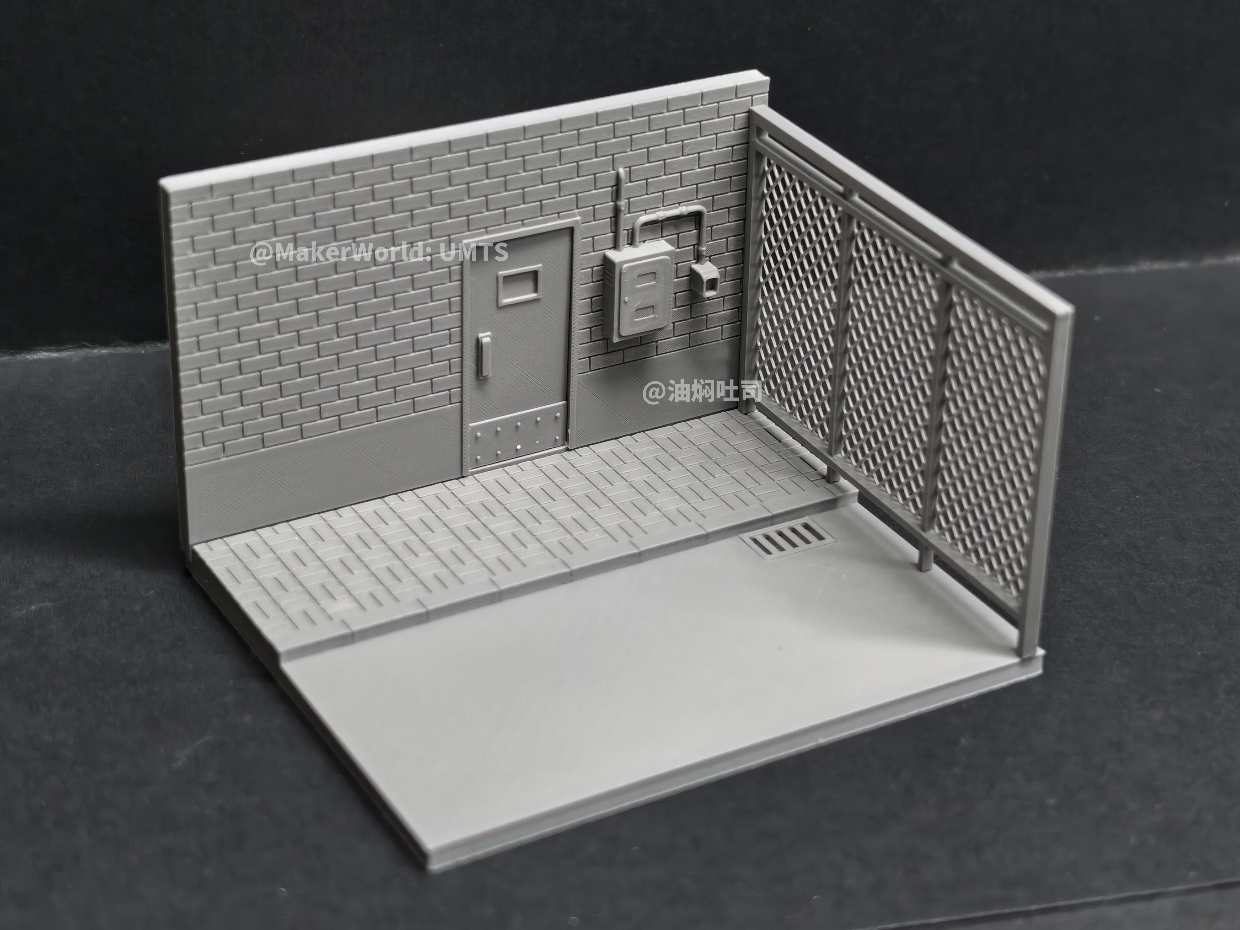 Miniatura 1 do modelo 3D 1/64小场景：建筑后门