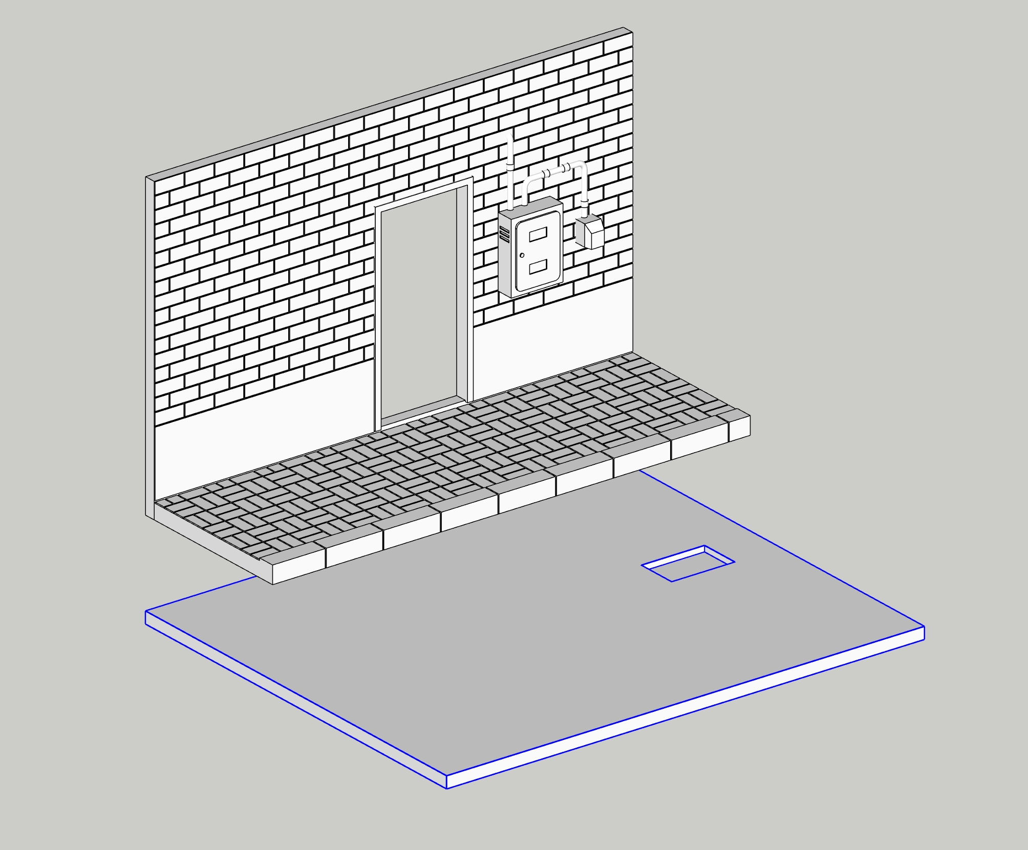 Miniatura 2 do modelo 3D 1/64小场景：建筑后门