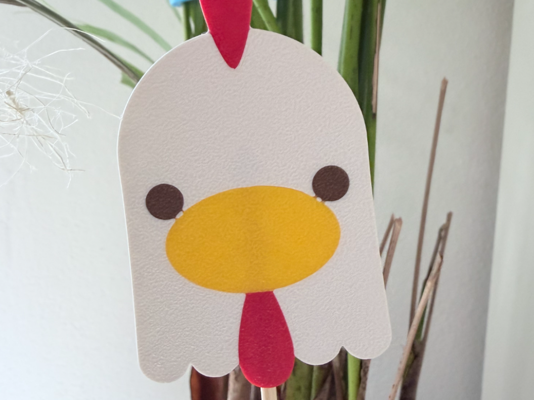 Minimalist Kawaii Chicken Stick / Hen Plant Decor