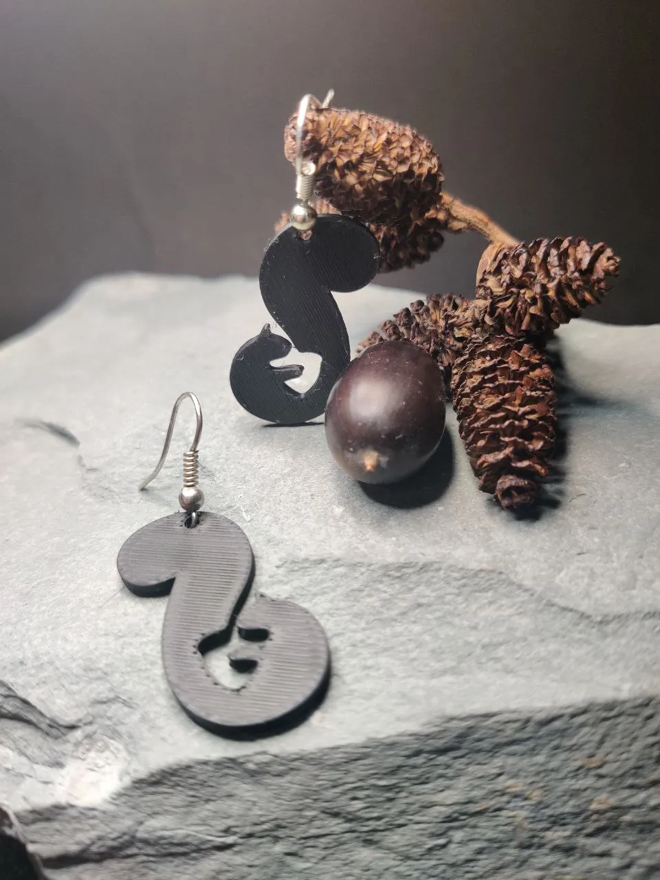 Squirrel & Acorn Silhouette Earring view 2